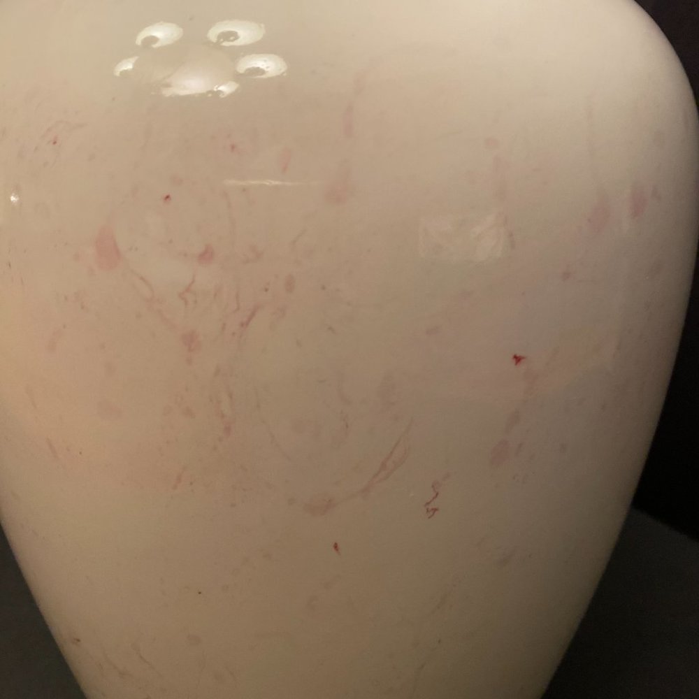 Haeger Vase #4436 Cream w faint pink swirls and speckles, 1990 Vintage Decor